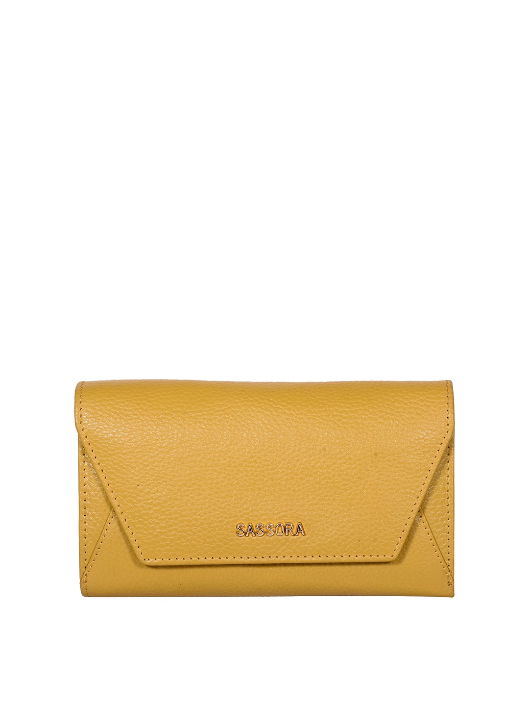 

Sassora Textured Leather RFID Three Fold Wallet, Mustard