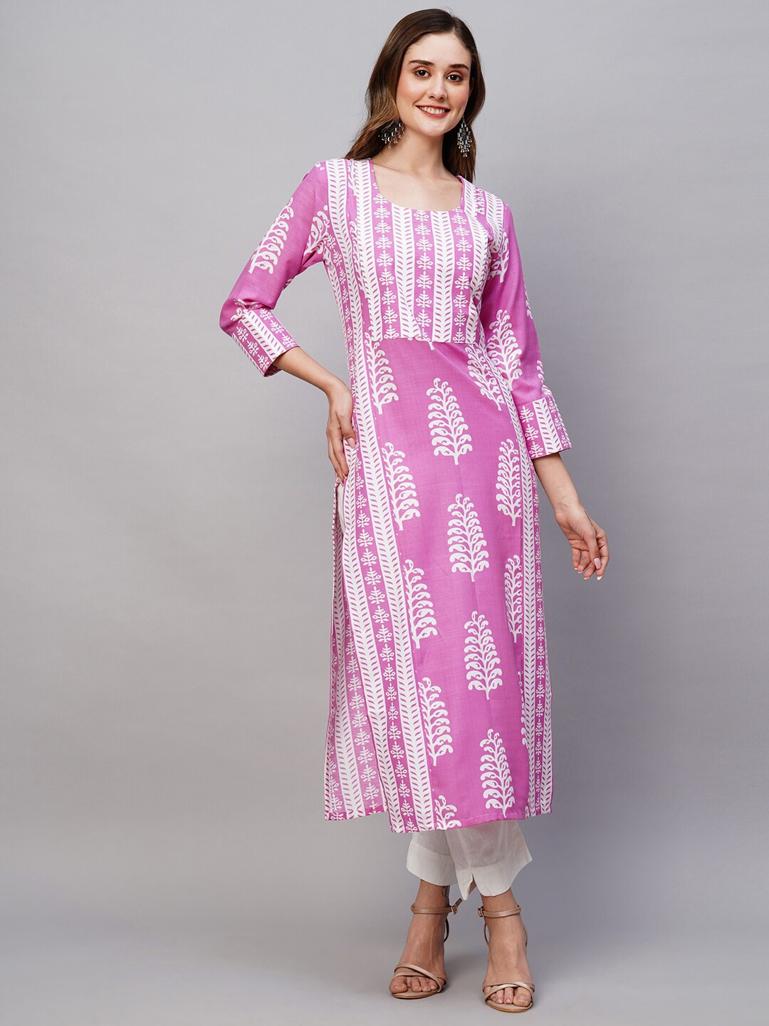 

KALINI Ethnic Motifs Printed Kurta, Pink