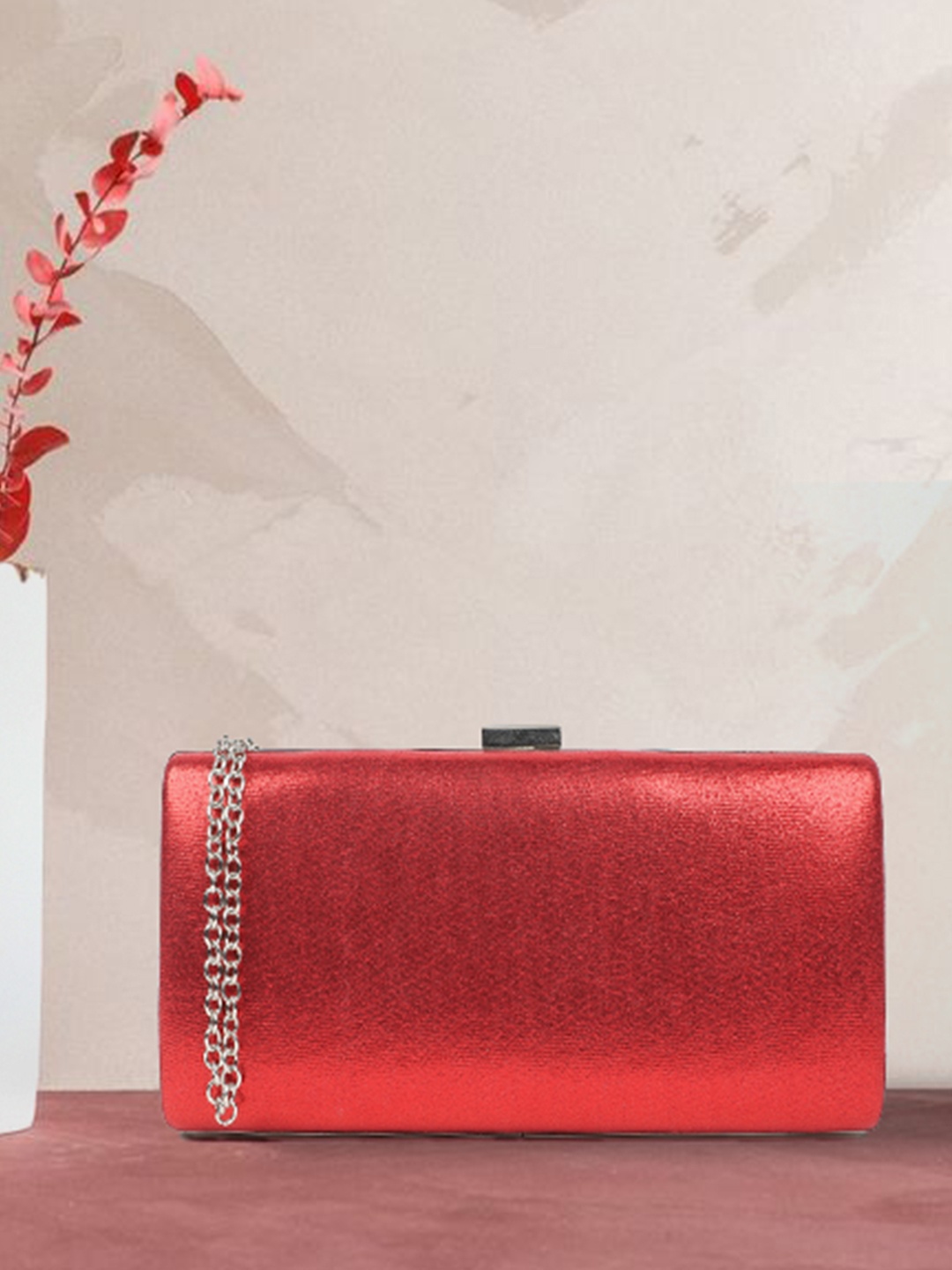 

Carlton London Box Clutch With Shoulder Strap, Red