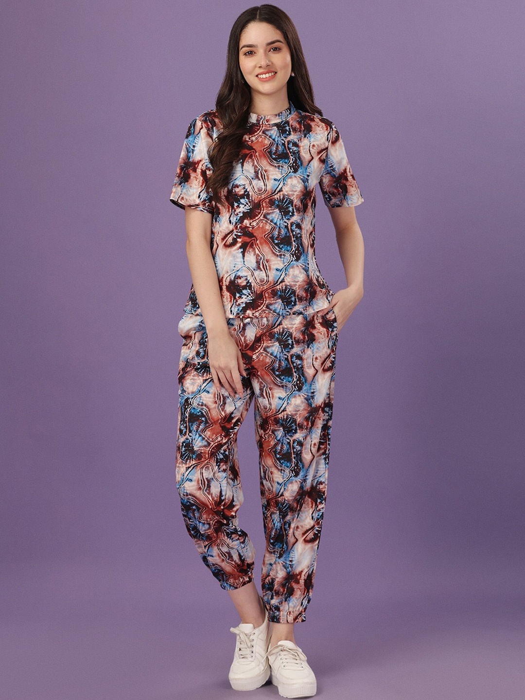 

UDBHAV TEXTILE Tie-Dyed T Shirt & Jogger Co-Ords Set, Blue