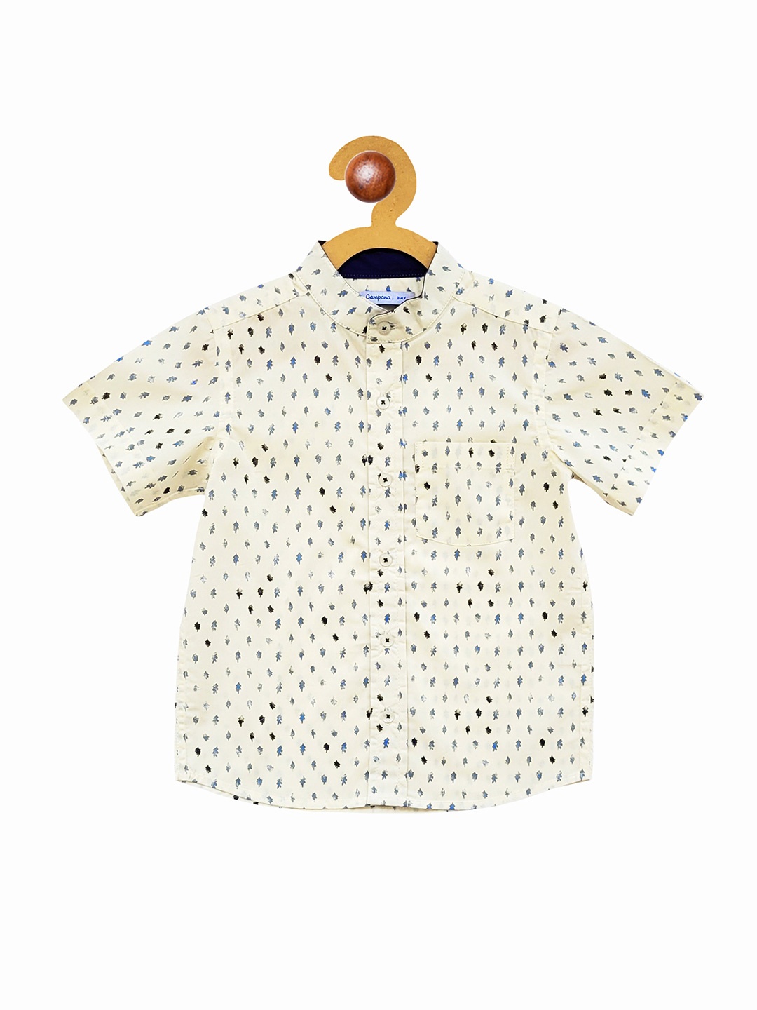 

Campana Boys Opaque Printed Cotton Casual Shirt, Beige