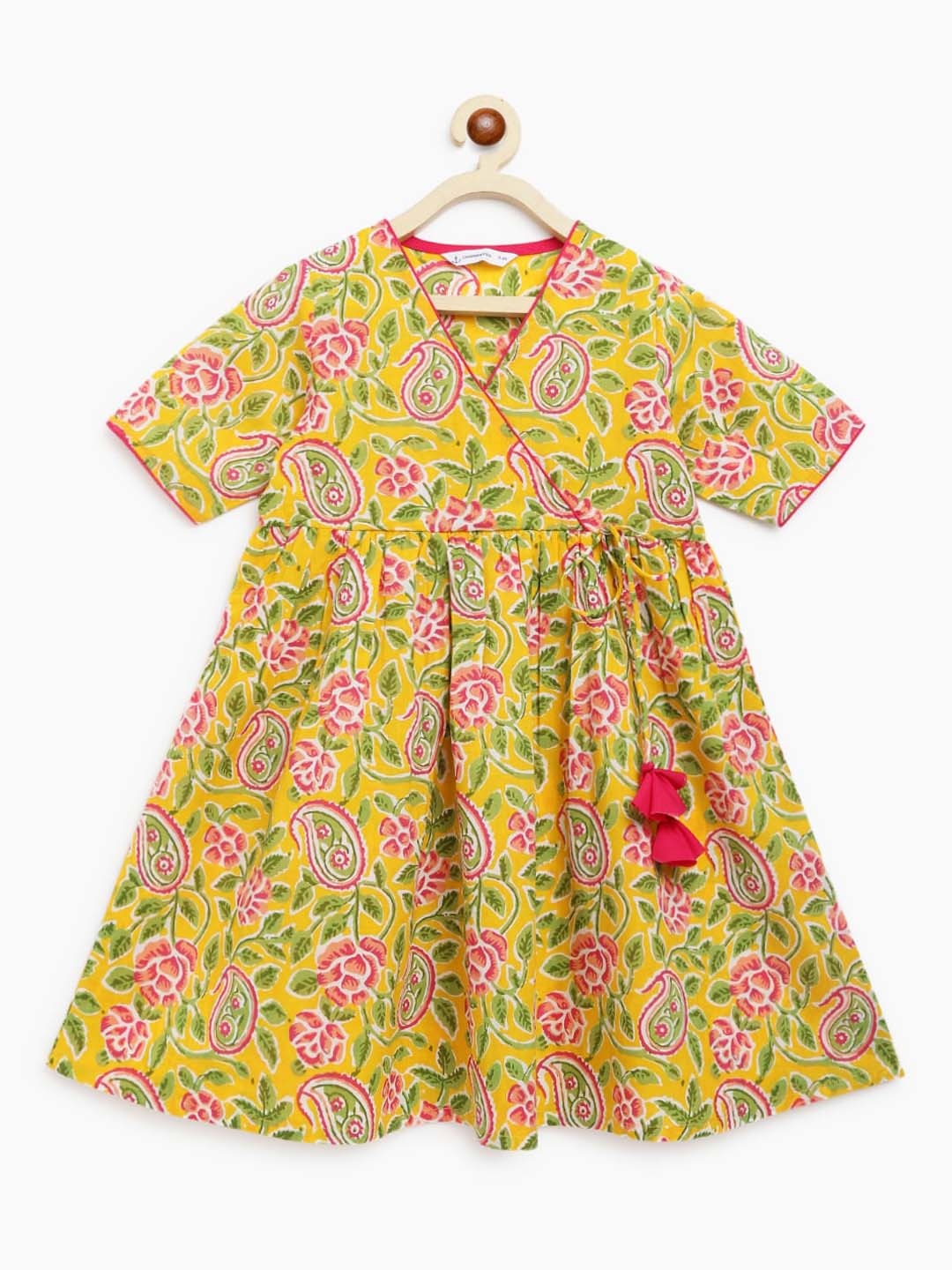 

Campana Girls Paisley Printed Pure Cotton A-Line Kurta, Yellow