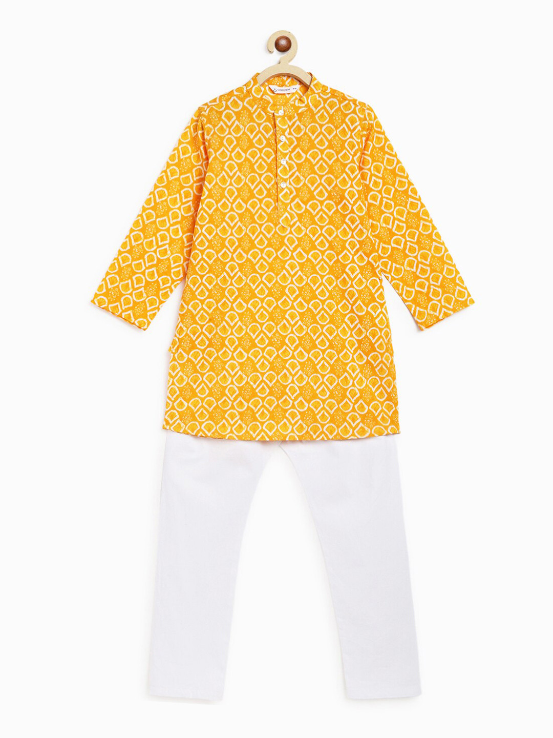 

Campana Boys Floral Printed Regular Pure Cotton Kurta with Pyjamas, Yellow