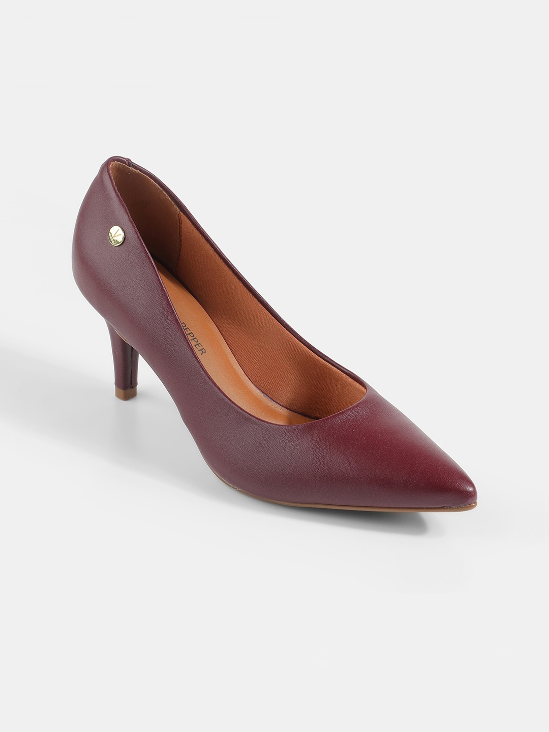 

LEMON & PEPPER Pointed Toe Kitten Pumps, Burgundy