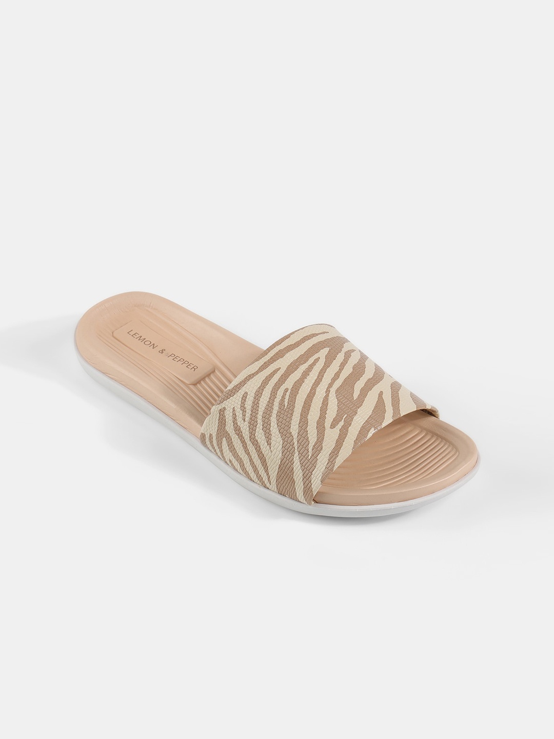 

LEMON & PEPPER Women Printed Sliders, Cream