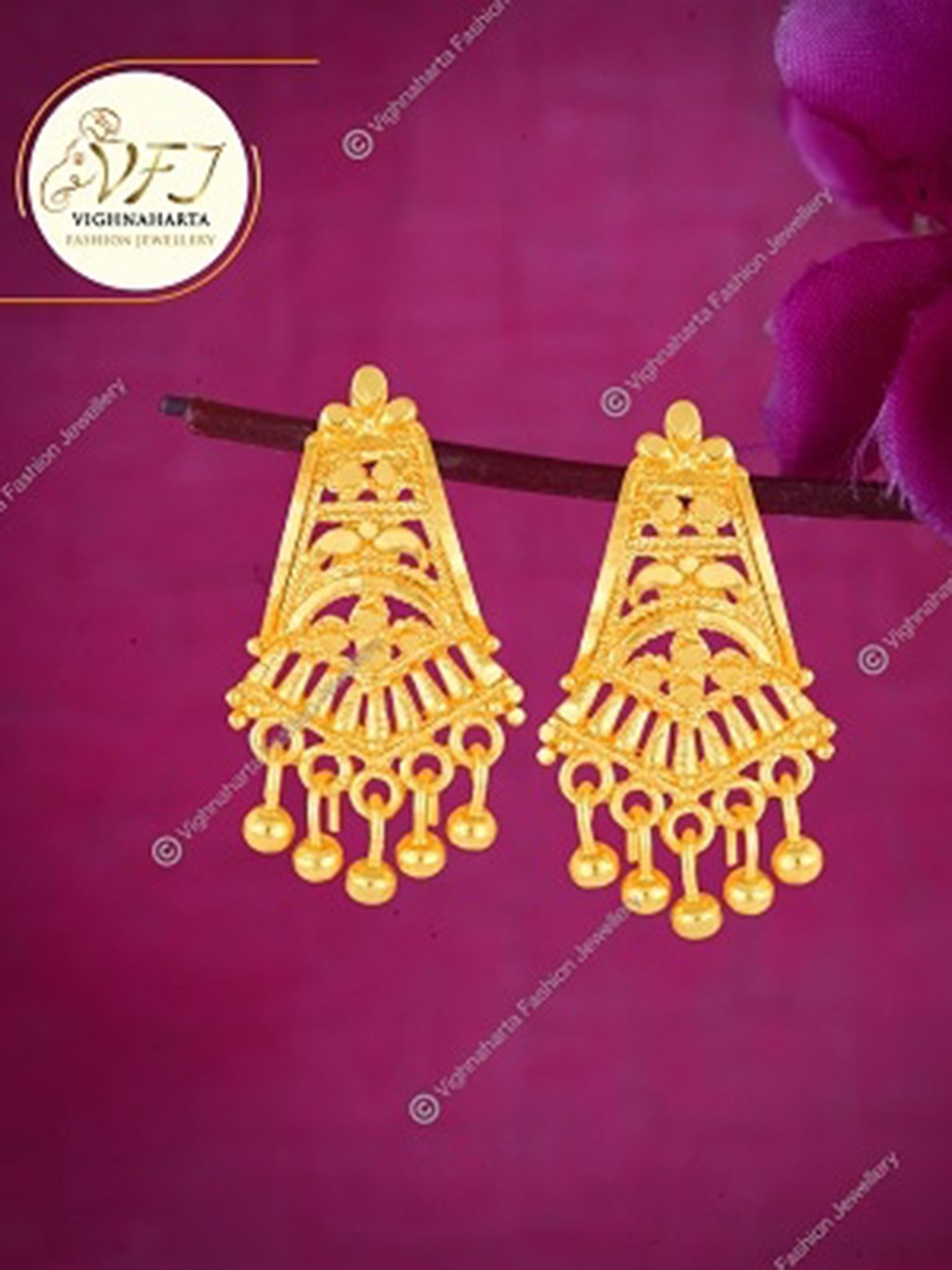 

Vighnaharta Gold-Plated Contemporary Drop Earrings