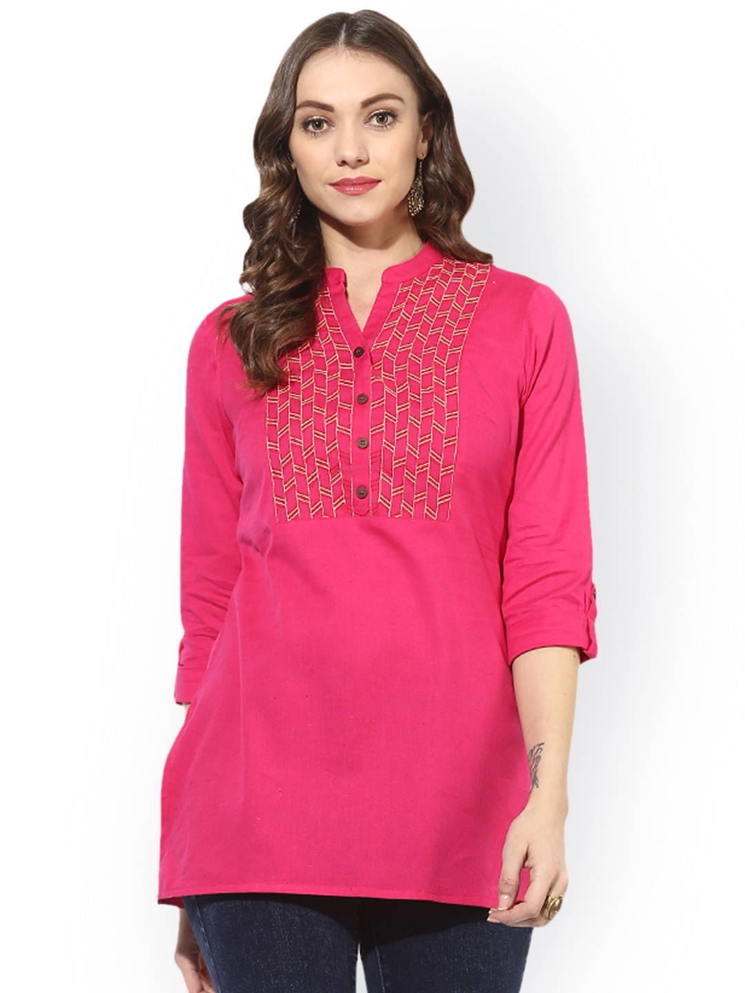 

Juniper Pink Solid A-line Pure Cotton Kurti