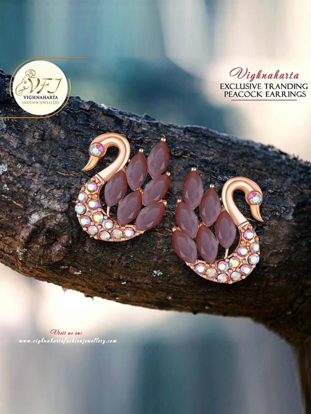 

Vighnaharta Gold-Plated Swan Shaped Cubic Zirconia Stud Earrings