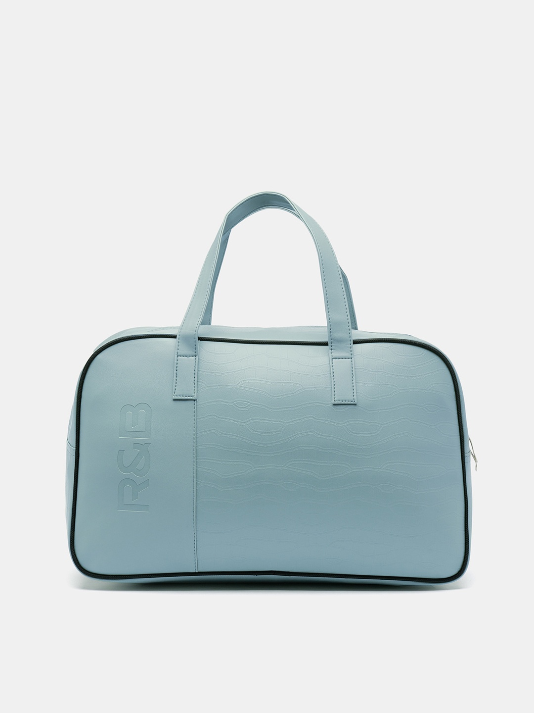 

R&B Printed Foldable Leather Duffel Bag, Blue