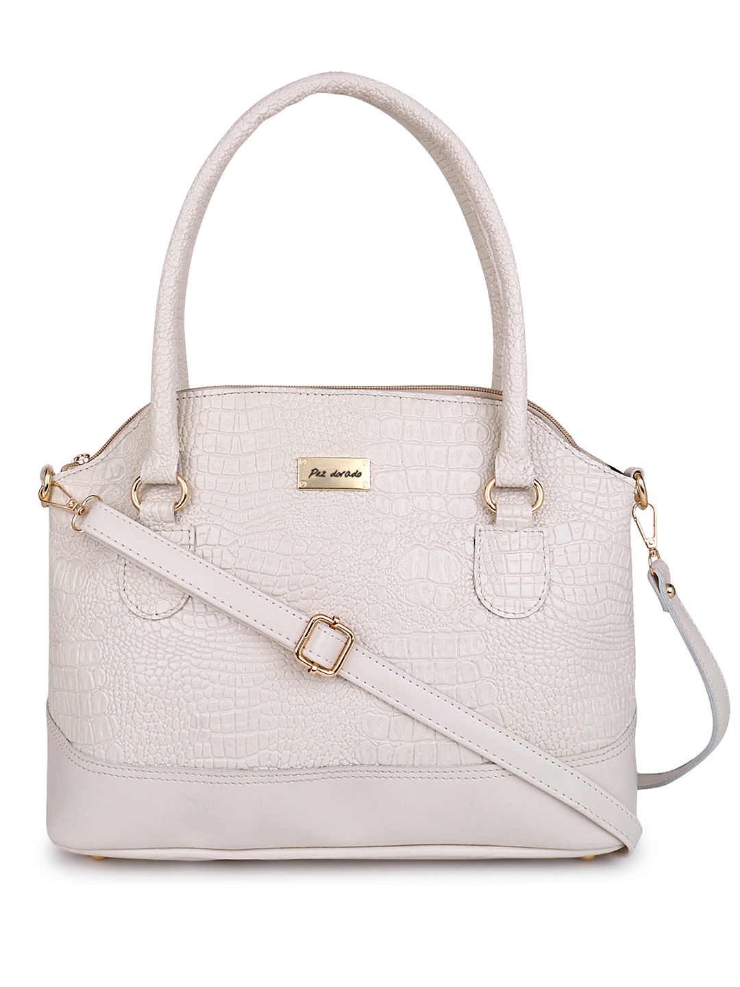

Pez dorado Textured Structured Handheld Bag, White