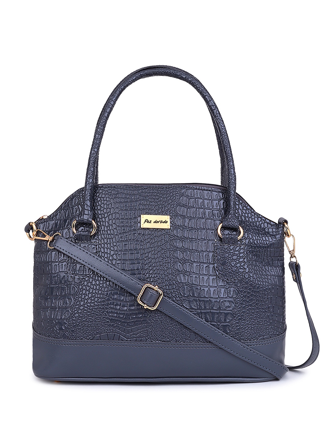 

Pez dorado Textured PU Structured Handheld Bag with, Grey