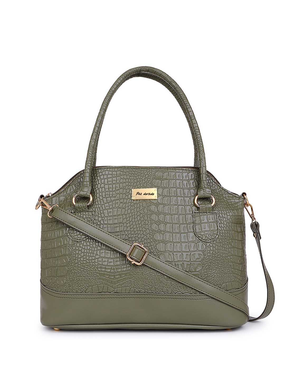 

Pez dorado Textured Structured Shoulder Bag, Green