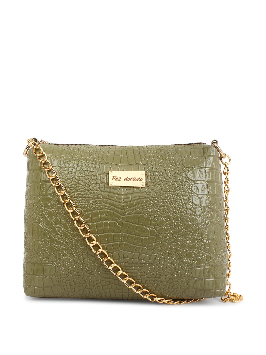 

Pez dorado Textured Structured Sling Bag, Green