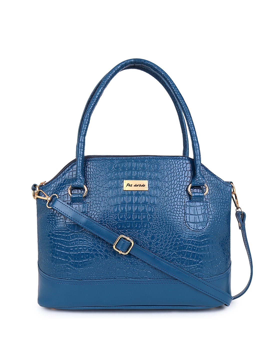 

Pez dorado Textured PU Structured Handheld Bag with, Blue
