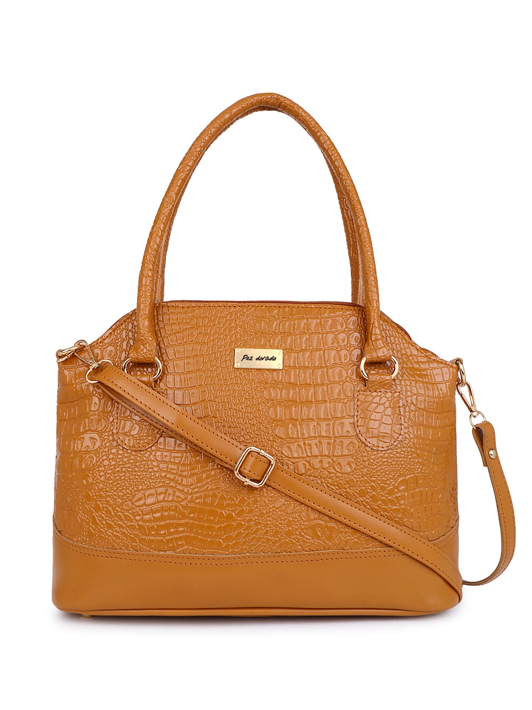 

Pez dorado Textured Structured Shoulder Bag, Mustard