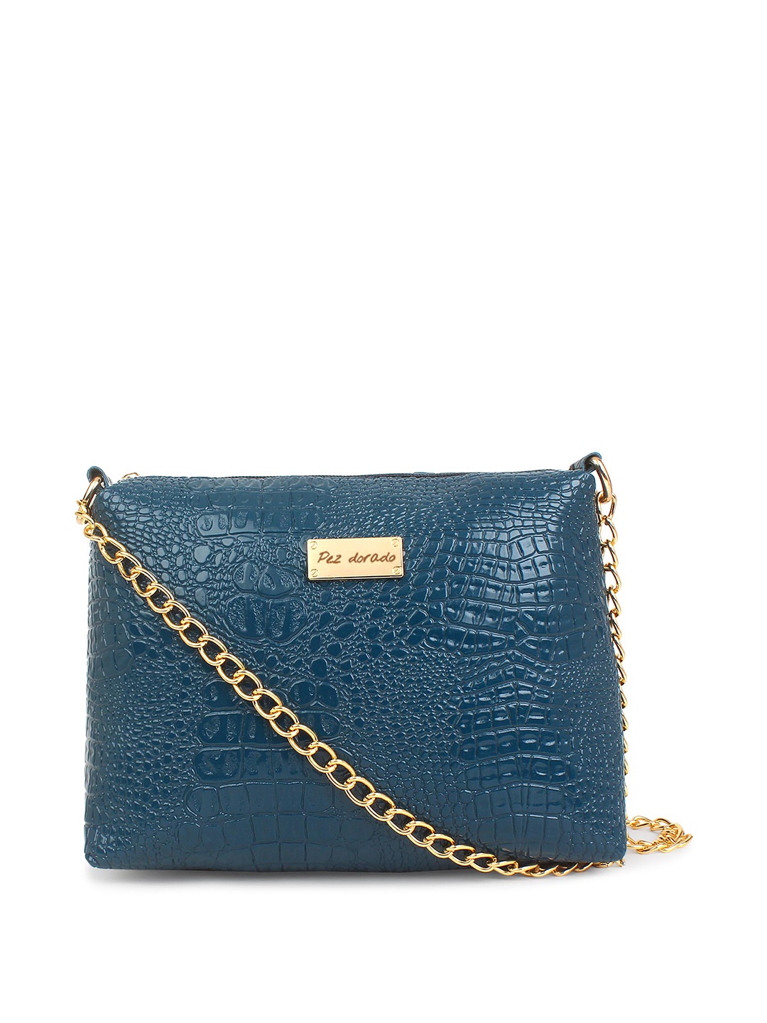 

Pez dorado Textured PU Structured Sling Bag, Blue