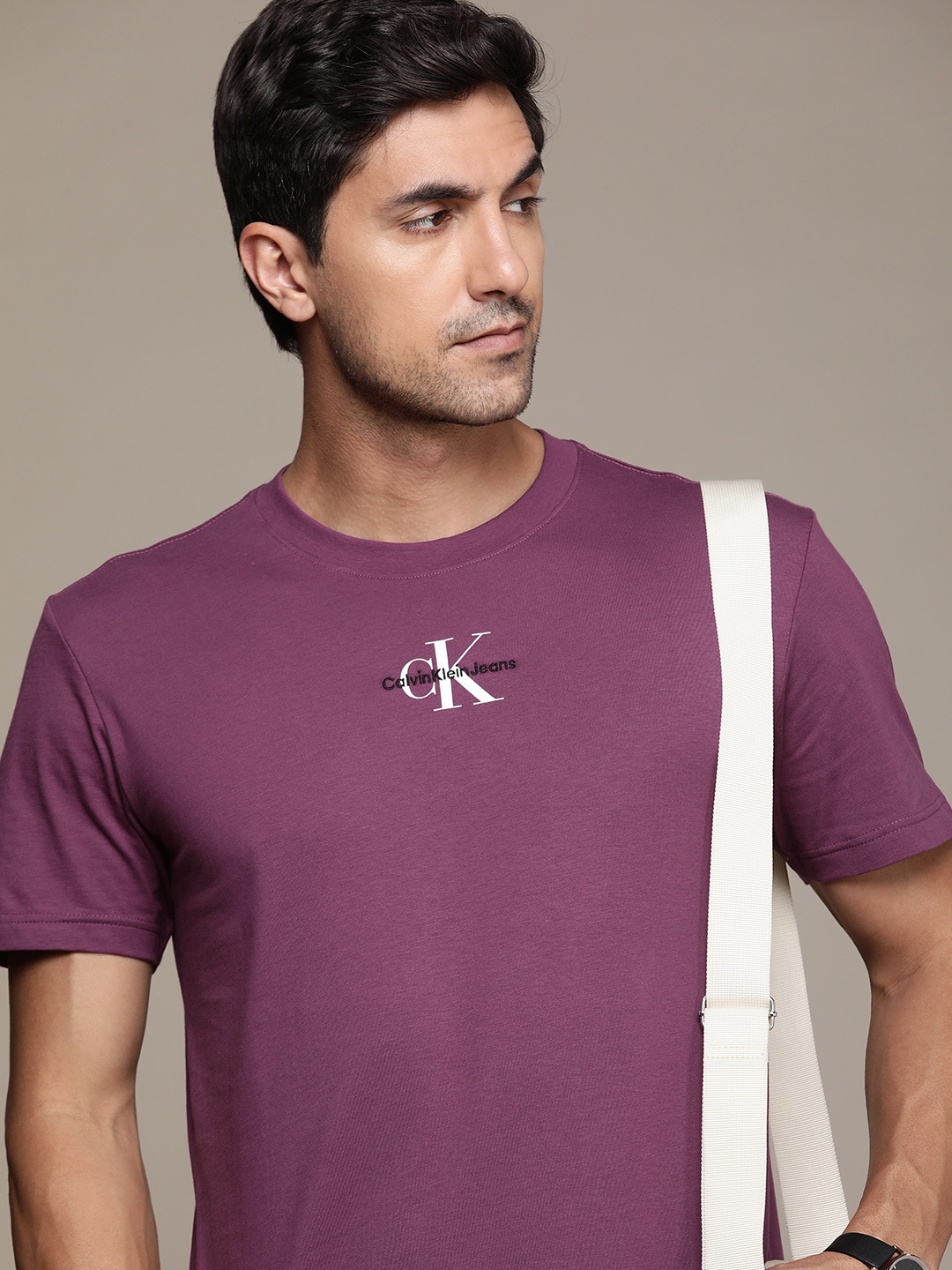 

Calvin Klein Jeans Pure Cotton Brand Logo Printed Casual T-shirt, Magenta