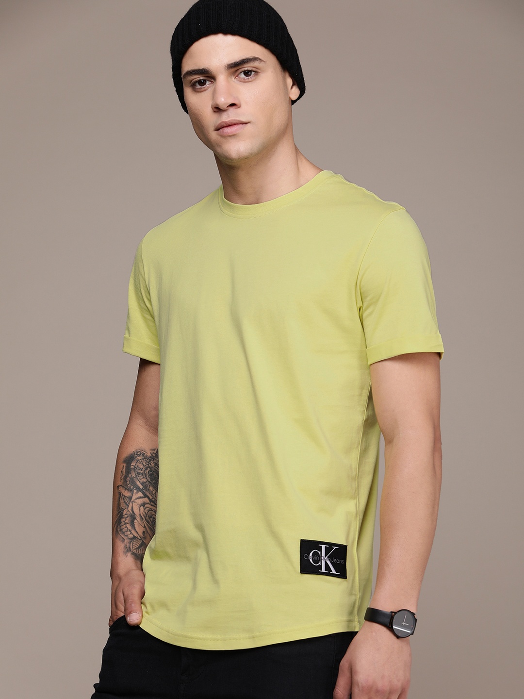 

Calvin Klein Jeans Solid Pure Cotton T-shirt, Lime green