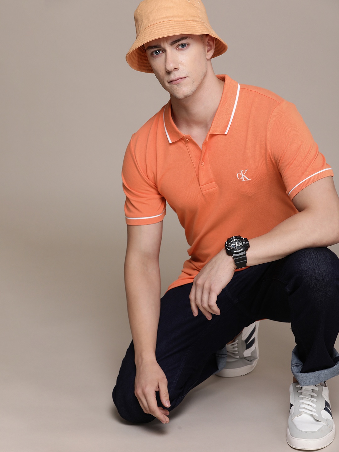 

Calvin Klein Jeans Polo Collar Slim Fit T-shirt, Orange