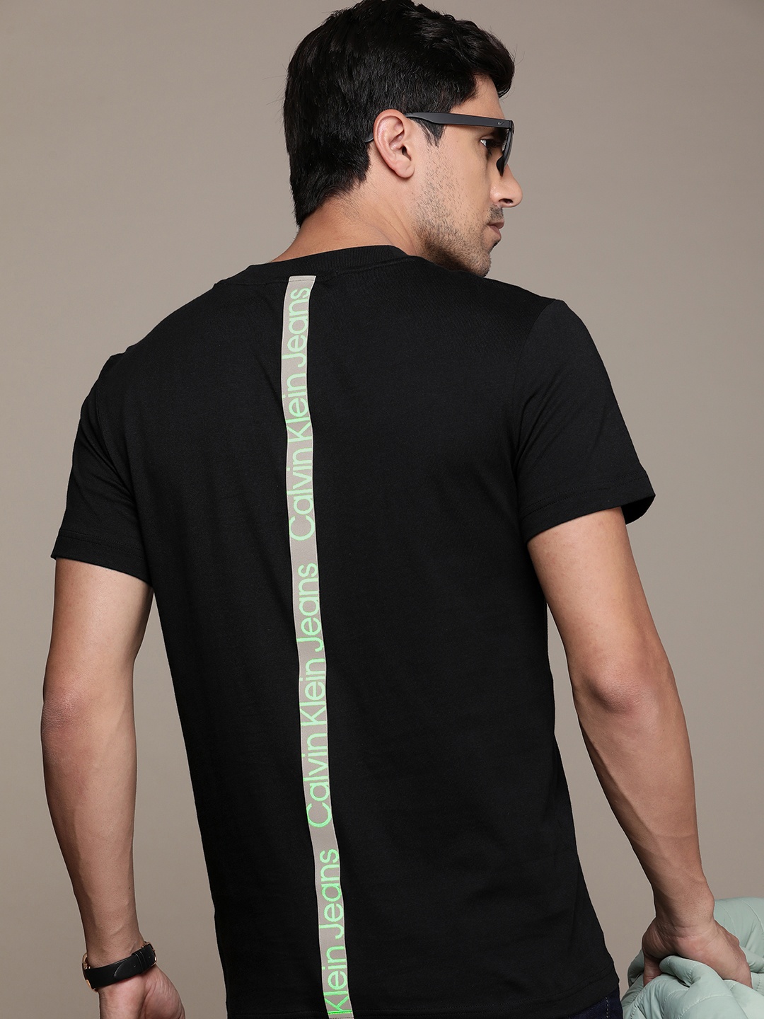 

Calvin Klein Jeans Pure Cotton Brand Logo Printed Casual T-shirt, Black