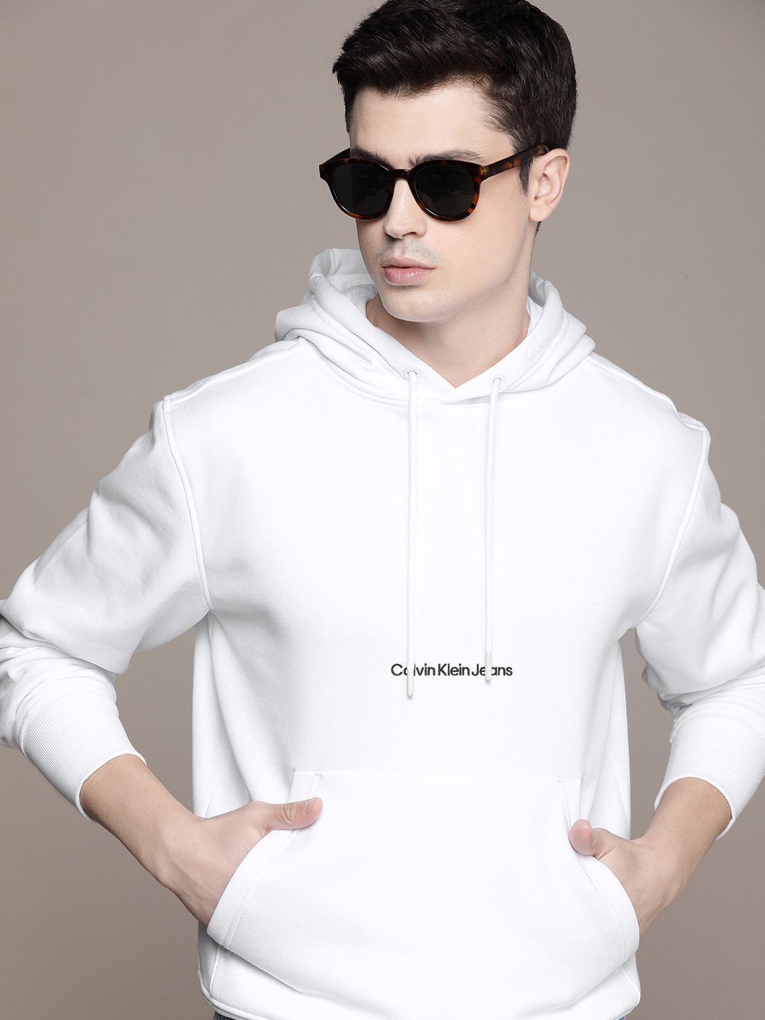 

Calvin Klein Jeans Hooded Casual Sweatshirt, White