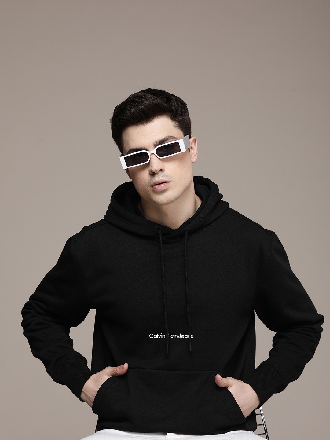 

Calvin Klein Jeans Hooded Casual Sweatshirt, Black