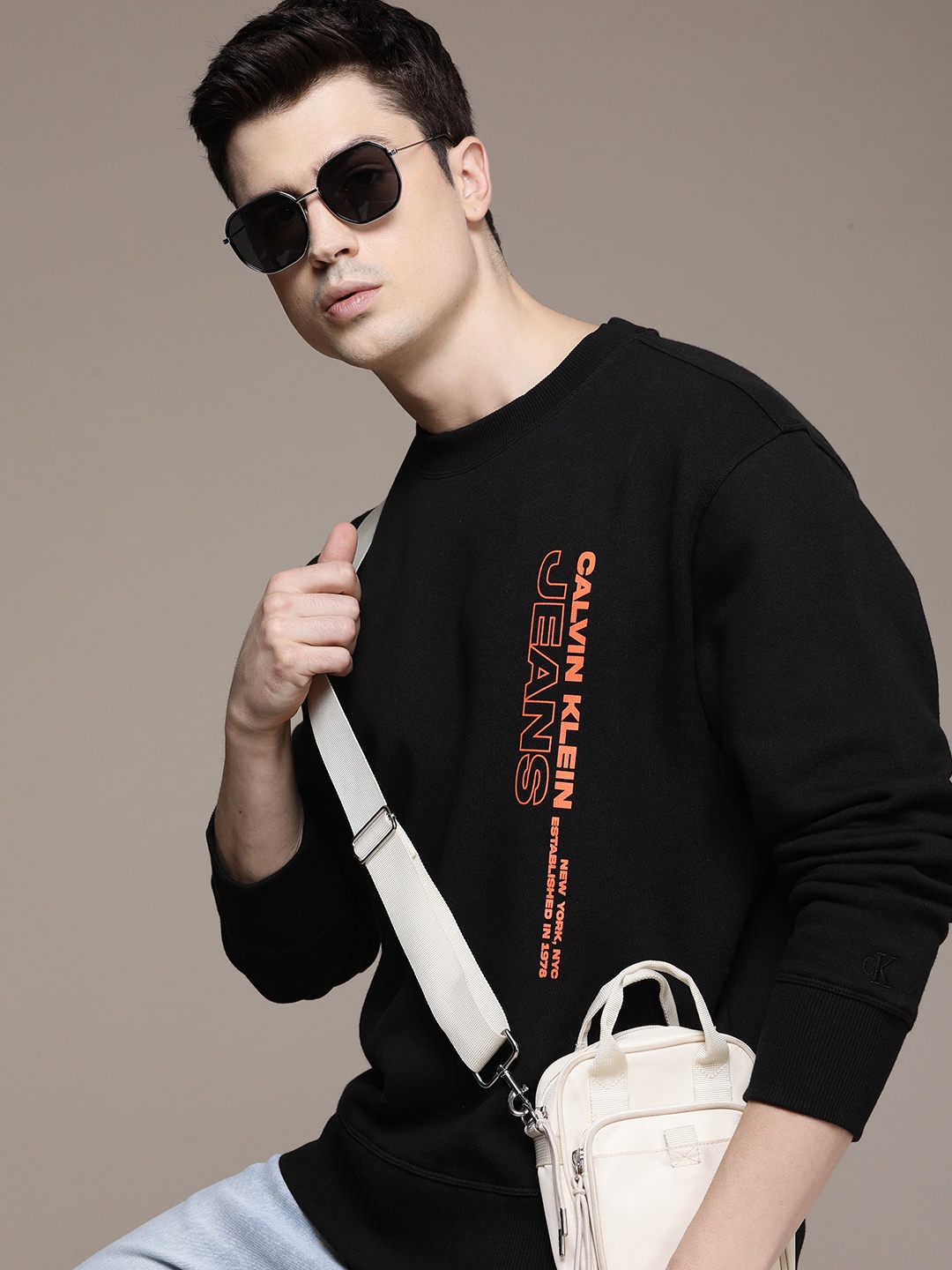 

Calvin Klein Jeans Brand Logo Printed Casual Sweatshirt, Black