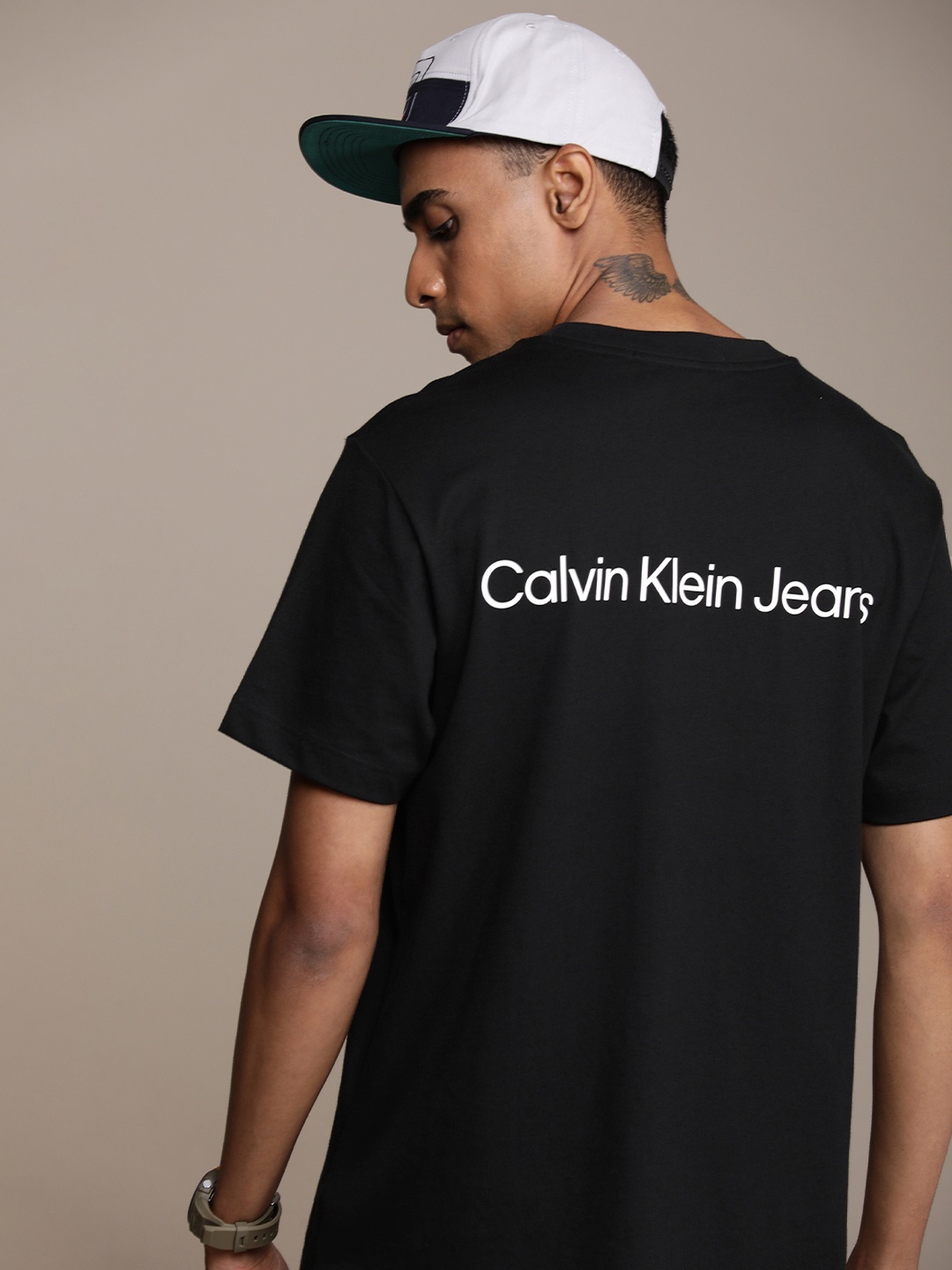 

Calvin Klein Jeans Pure Cotton Brand Logo Printed T-shirt, Black