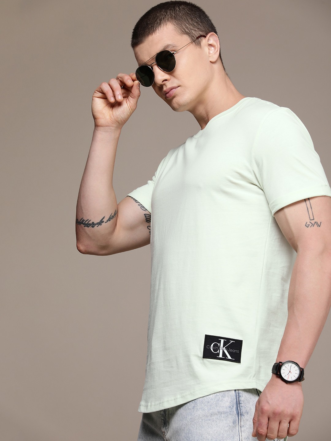 

Calvin Klein Jeans Pure Cotton Round Neck Casual T-shirt, Green