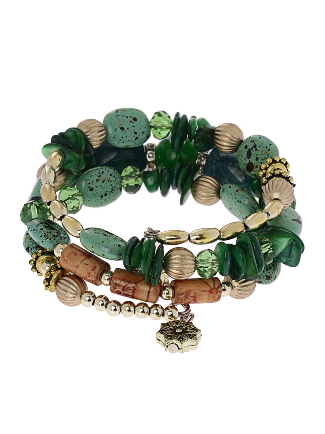 

Shining Diva Fashion Green Metal Multistrand Bracelet