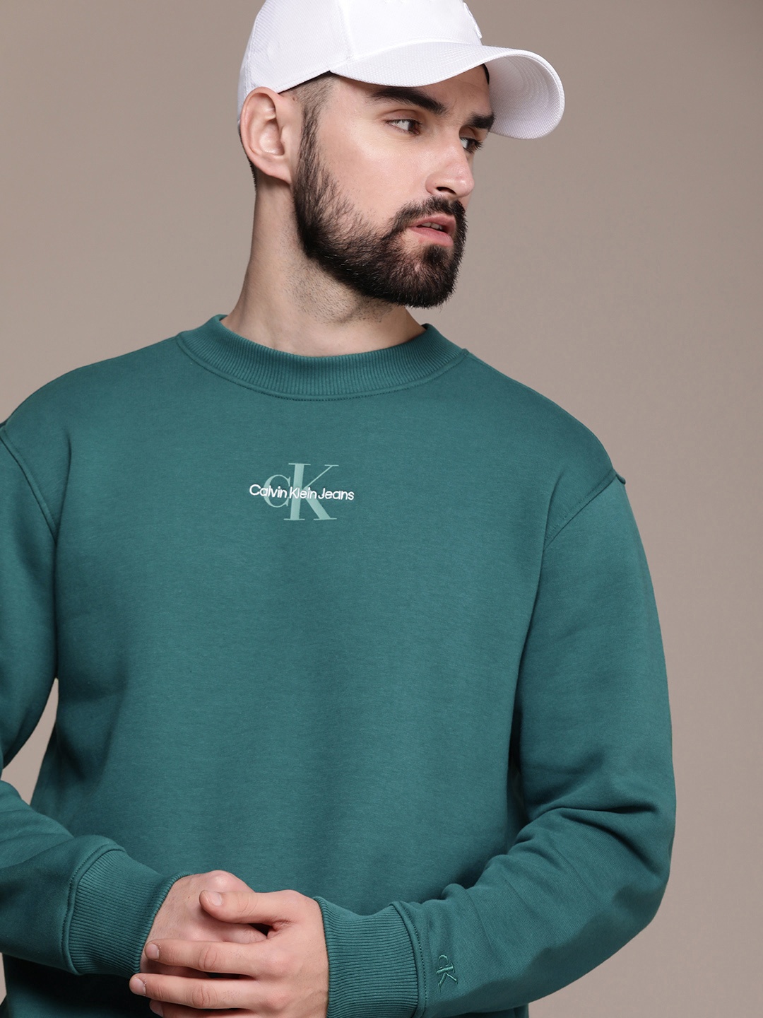 

Calvin Klein Jeans Brand Logo Embroidered Sweatshirt, Teal