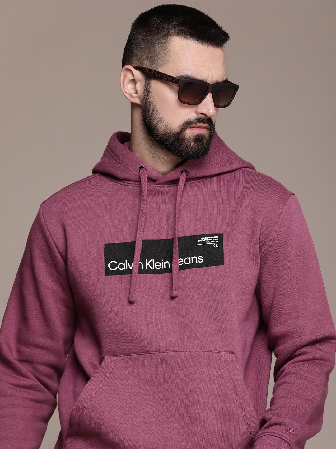 

Calvin Klein Jeans Brand Logo Printed Hooded Sweatshirt, Magenta