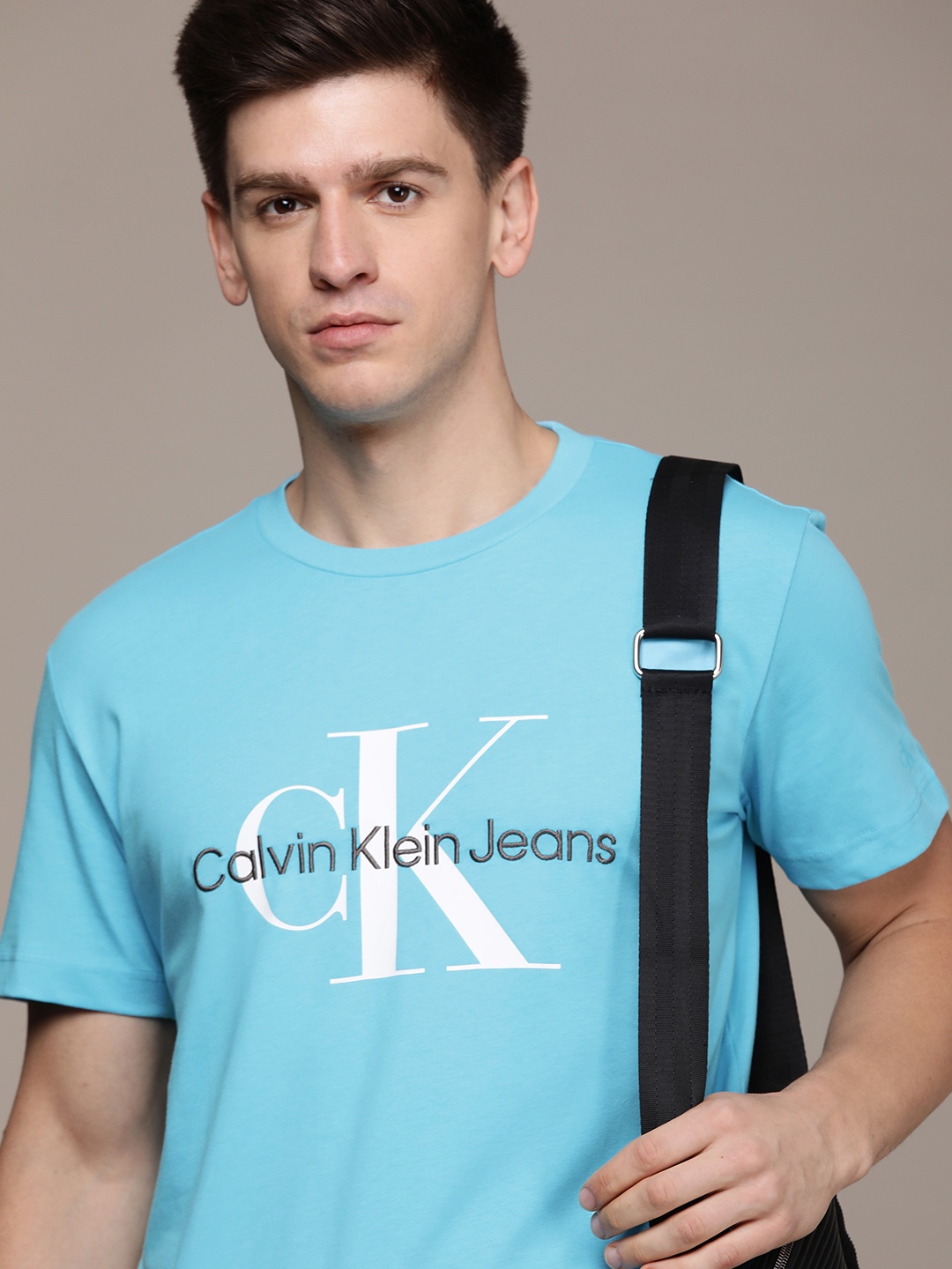 

Calvin Klein Jeans Pure Cotton Brand Logo Printed T-shirt, Blue