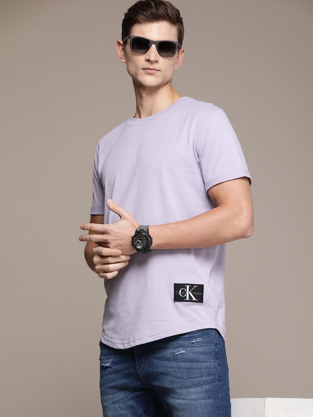 

Calvin Klein Jeans Pure Cotton Brand Logo Applique T-shirt, Purple
