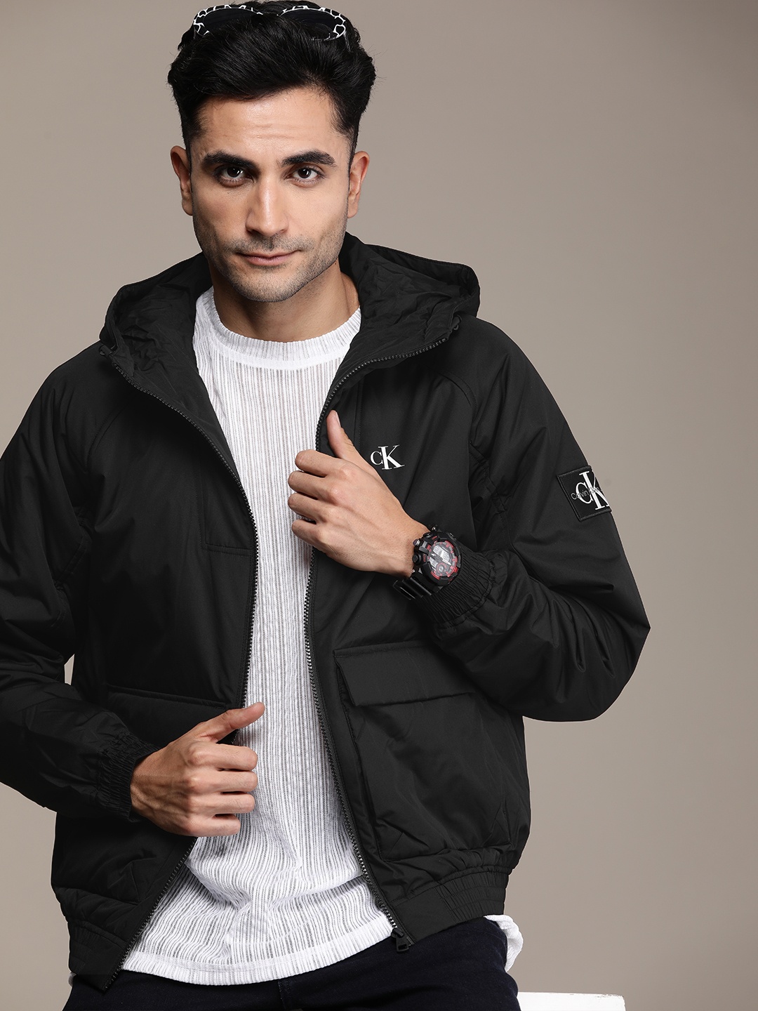 

Calvin Klein Jeans Men Solid Water Repellent Hooded Padded Jacket, Black