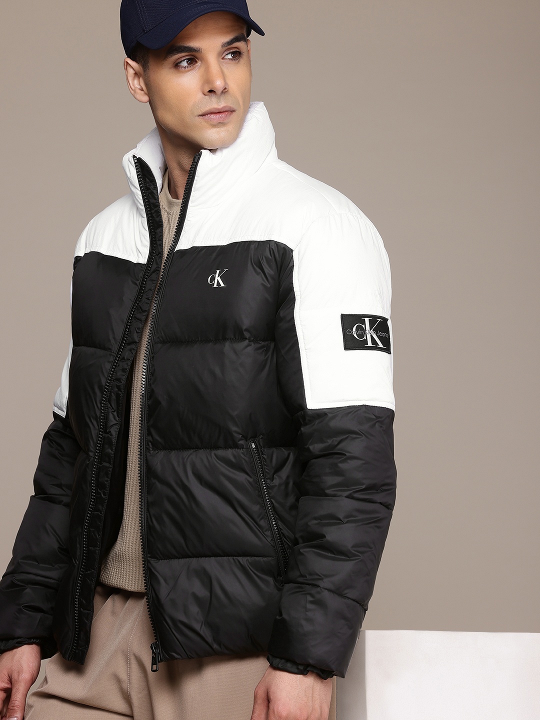 

Calvin Klein Jeans Colourblocked Water Resistant Puffer Jacket, Black