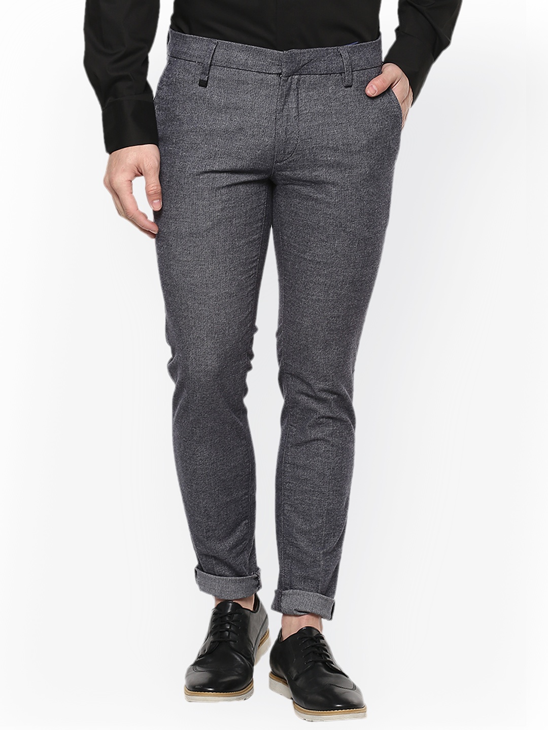 

Antony Morato Men Grey Slim Fit Self-Design Regular Trousers