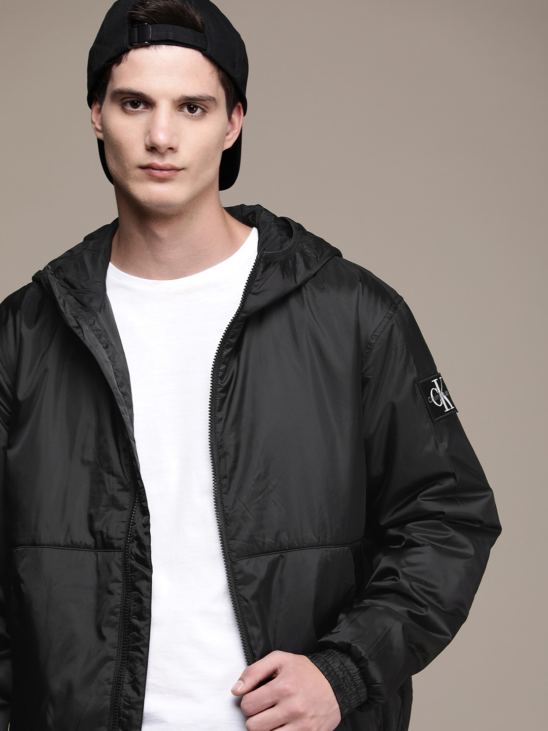 

Calvin Klein Jeans Hooded Bomber Jacket, Black