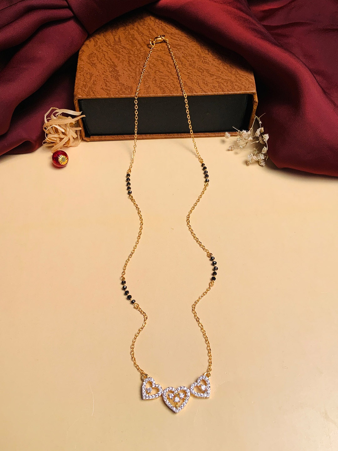 

ABDESIGNS Gold-Plated AD-Studded & Beaded Mangalsutra