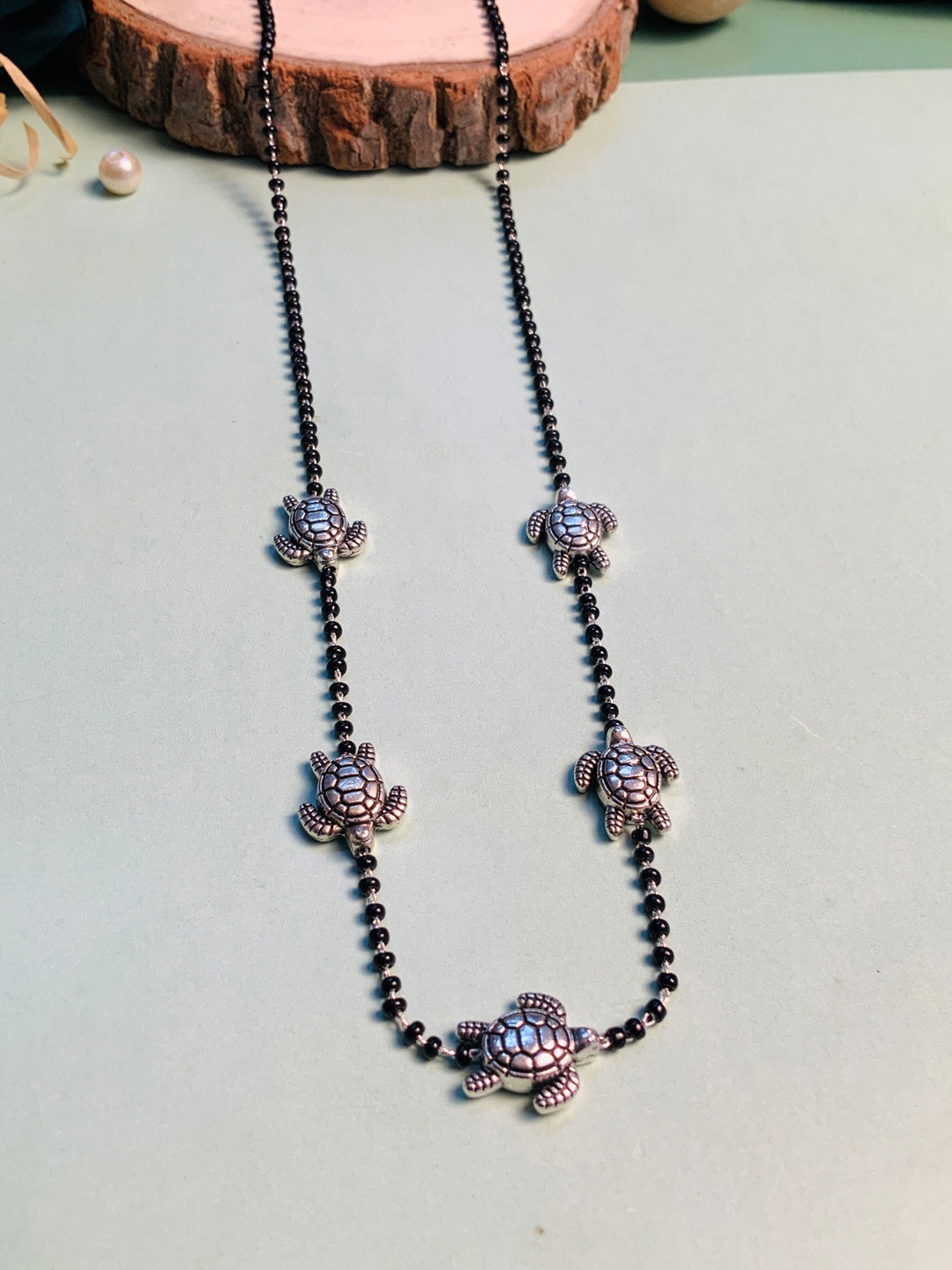

ABDESIGNS Silver-Plated Beaded Mangalsutra