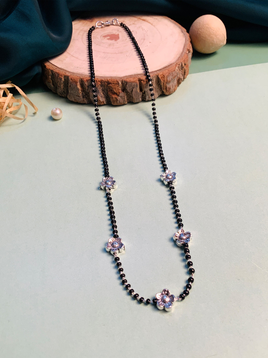 

ABDESIGNS Silver-Plated Beaded Mangalsutra