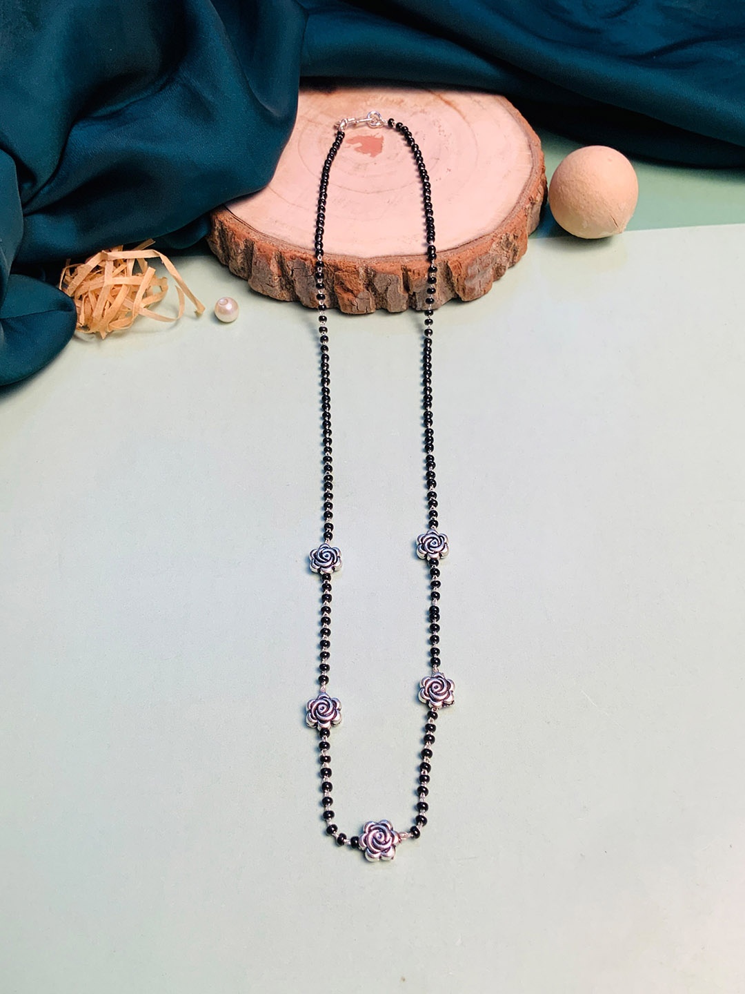 

ABDESIGNS Silver-Plated Beaded Mangalsutra