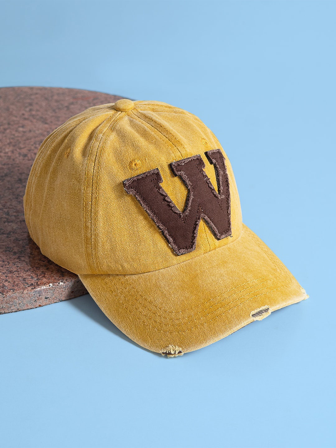 

Golden Peacock Unisex Embroidered Pure Cotton Baseball Cap, Yellow