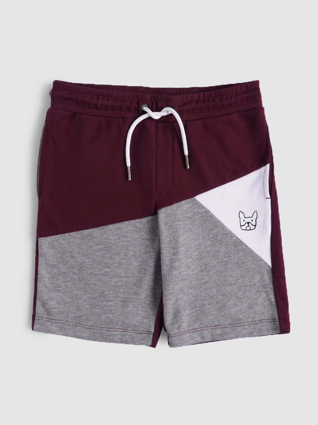 

Jack & Jones Junior Boys Colourblocked Mid-Rise Cotton Shorts, Maroon