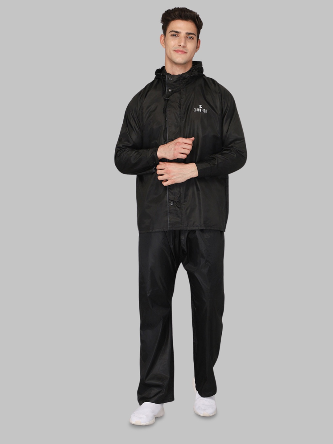 

THE CLOWNFISH Bike Reversible Waterproof Double Layer Rain Suit, Black