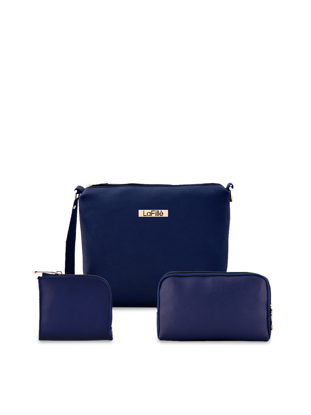 

LaFille Set Of 3 PU Water Resistant Structured Handheld Bag, Blue