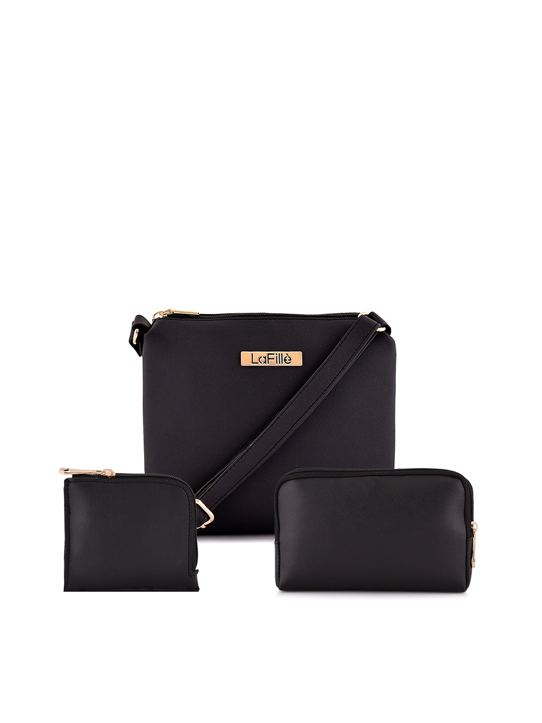 

LaFille Structured Sling Bag with Quilted, Black