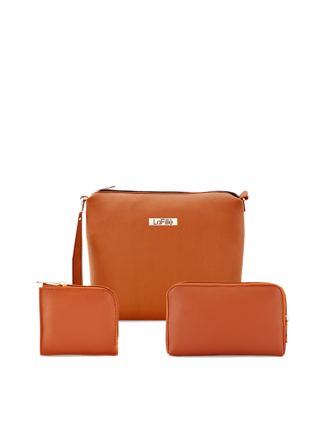 

LaFille Set Of 3 Structured Sling Bag & Wallets, Tan