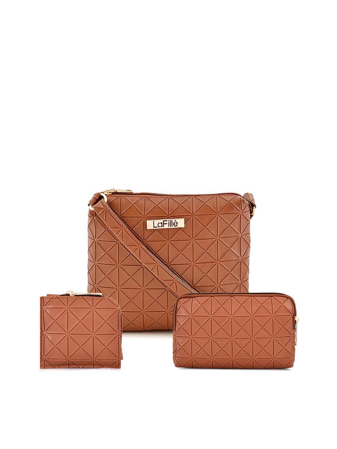 

LaFille Structured Sling Bag with Quilted, Tan