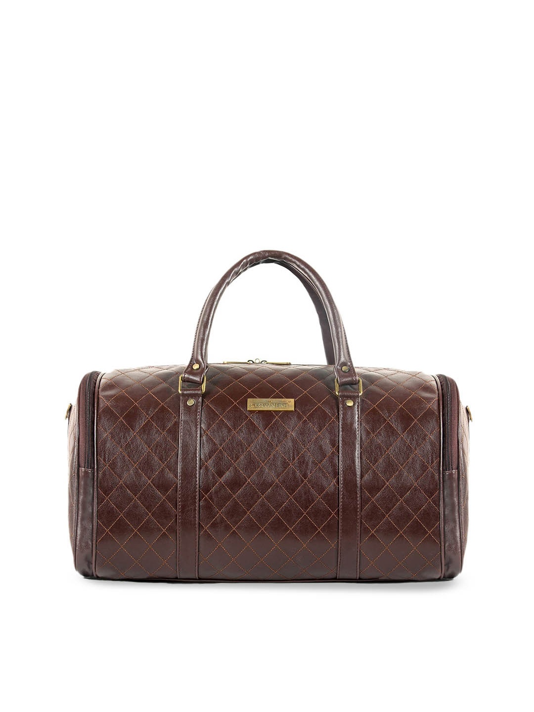 

THE CLOWNFISH Gem Leather Travel Duffel Bag, Brown